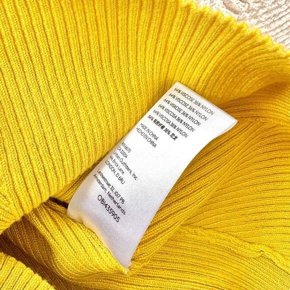 Anthropologie Sweetheart Ribbed Knit Sweater | Chartreuse Size‎ M - Picture 4 of 7